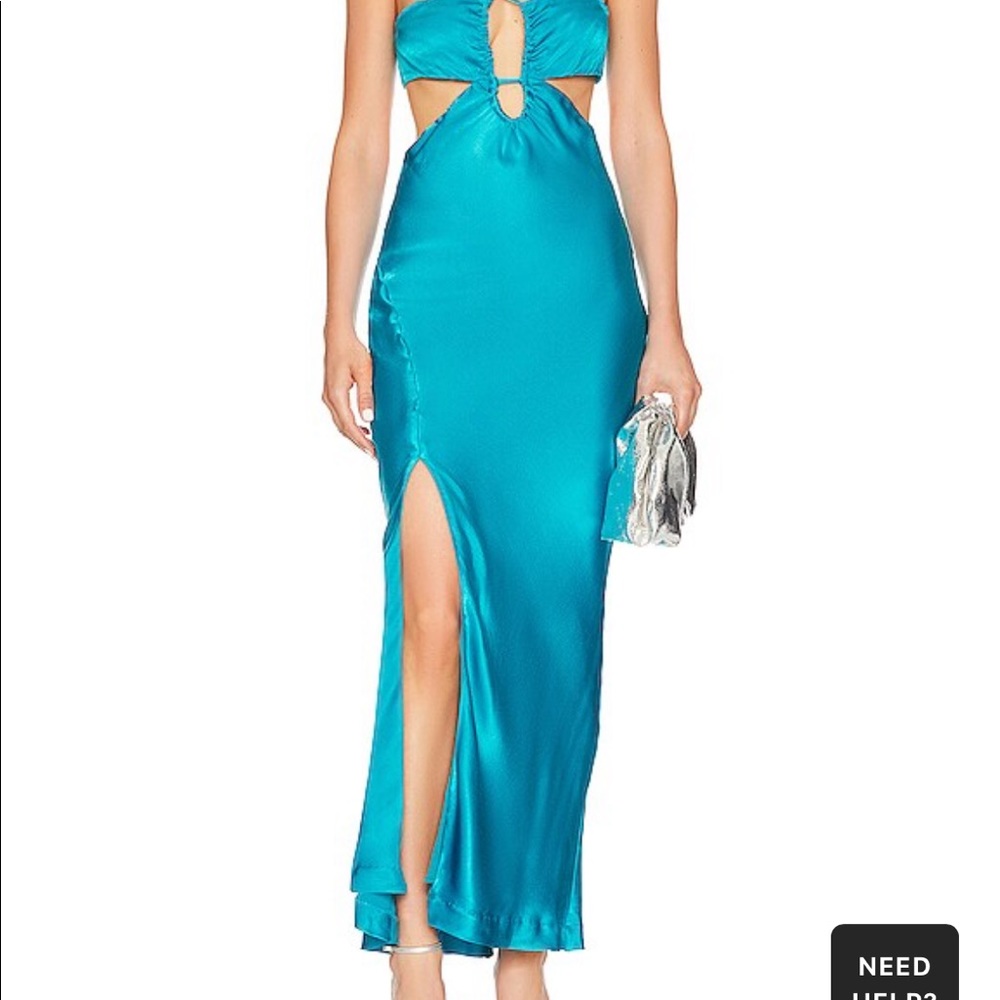 Blue cut out midi length dress - Picture 2 of 4